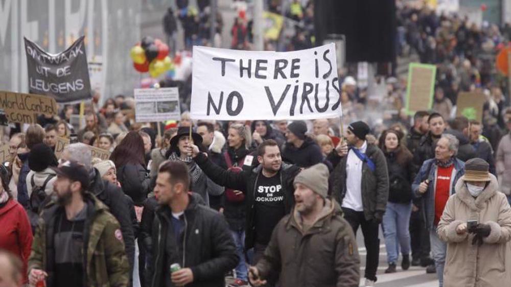 Demonstrators protesting against COVID restrictions clash with police in Brussels