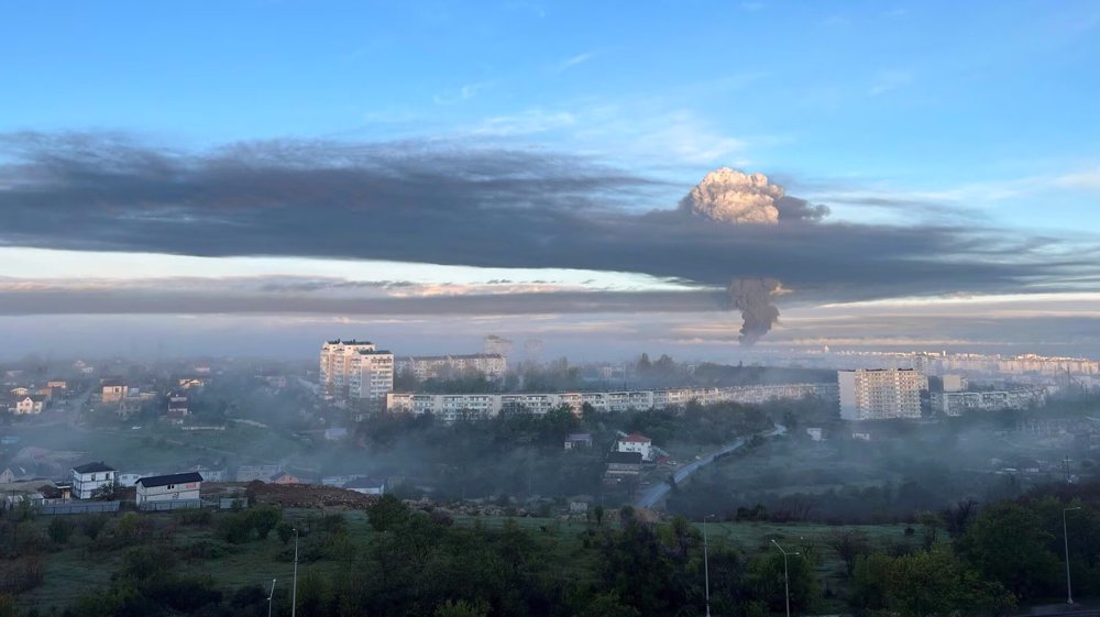 Drone strike sparks huge fire at Crimea fuel depot