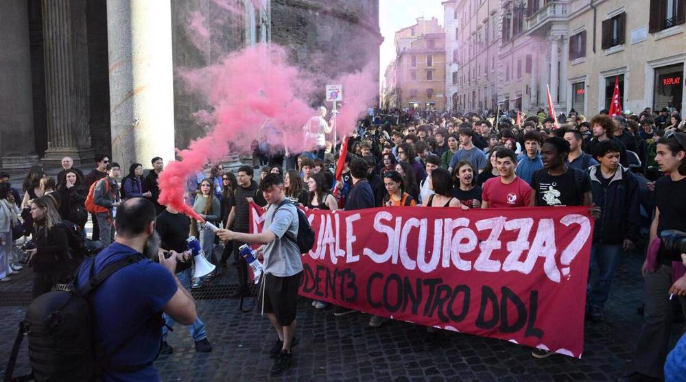 Protesters rallying against Italy's new security bill clash with police