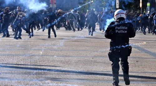 Brussels police detain, disperse protesters