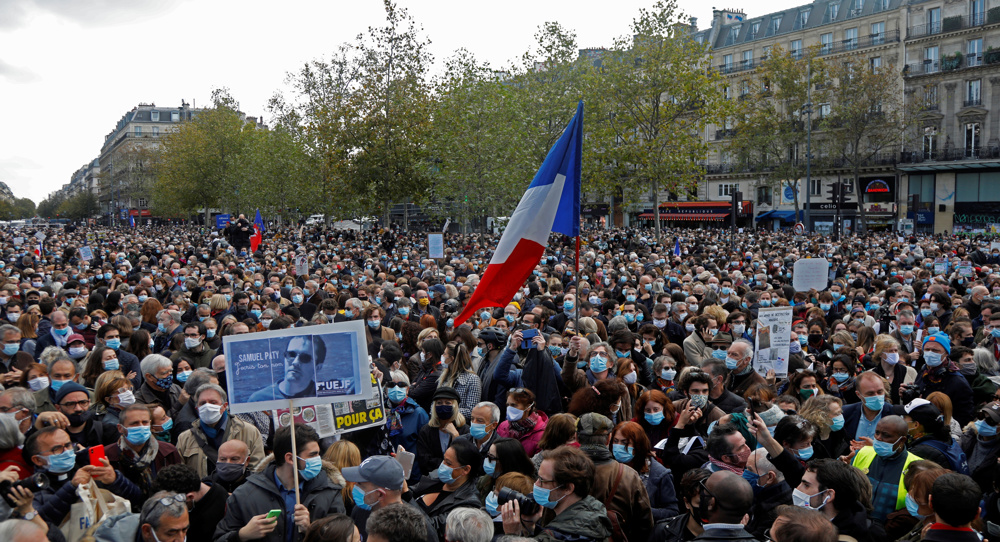 French police raid 'militant homes' after rallies held for murdered teacher