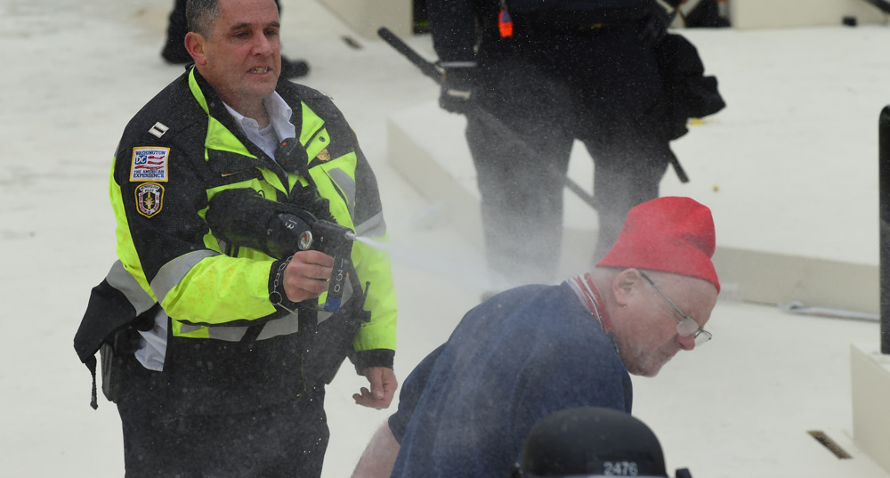 'Trump sits idly by amid Capitol siege but condones teargassing BLM protesters'