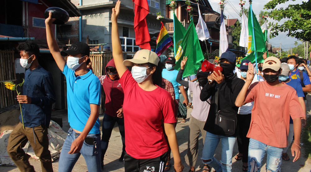 Protesters hold ‘blue shirt’ rally in Myanmar