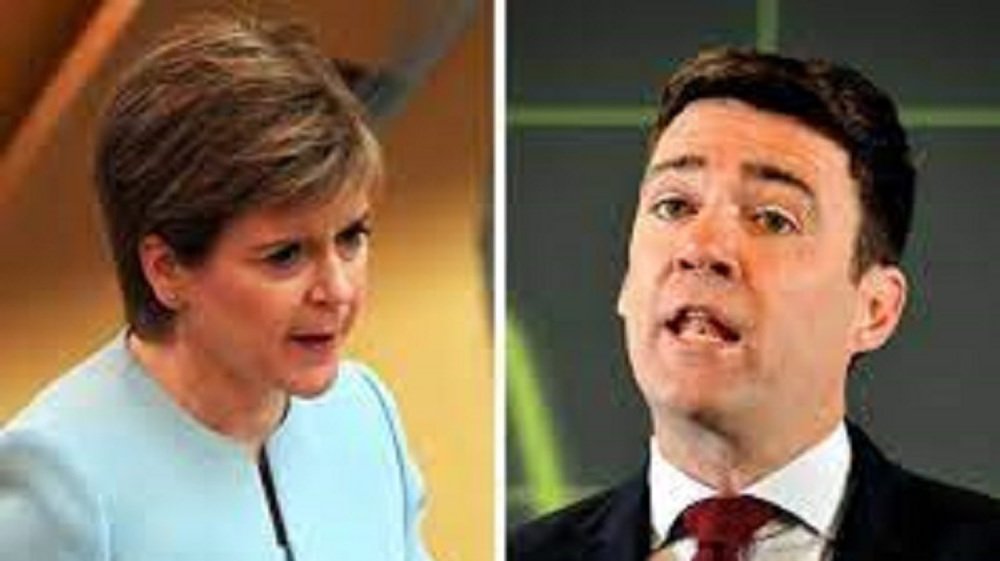 Burnham and Sturgeon clash over Covid travel ban 