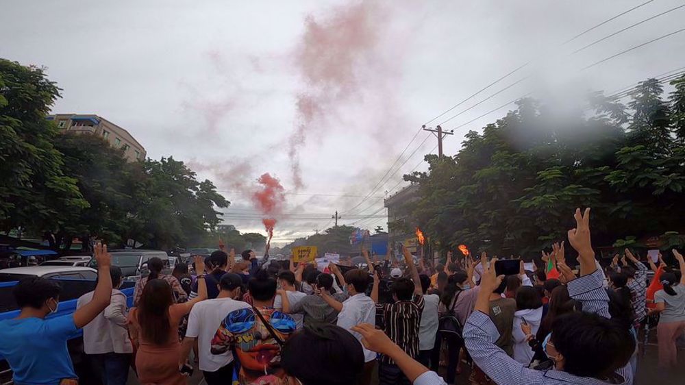 Anti-coup protesters stage massive rally in Myanmar's Yangon 