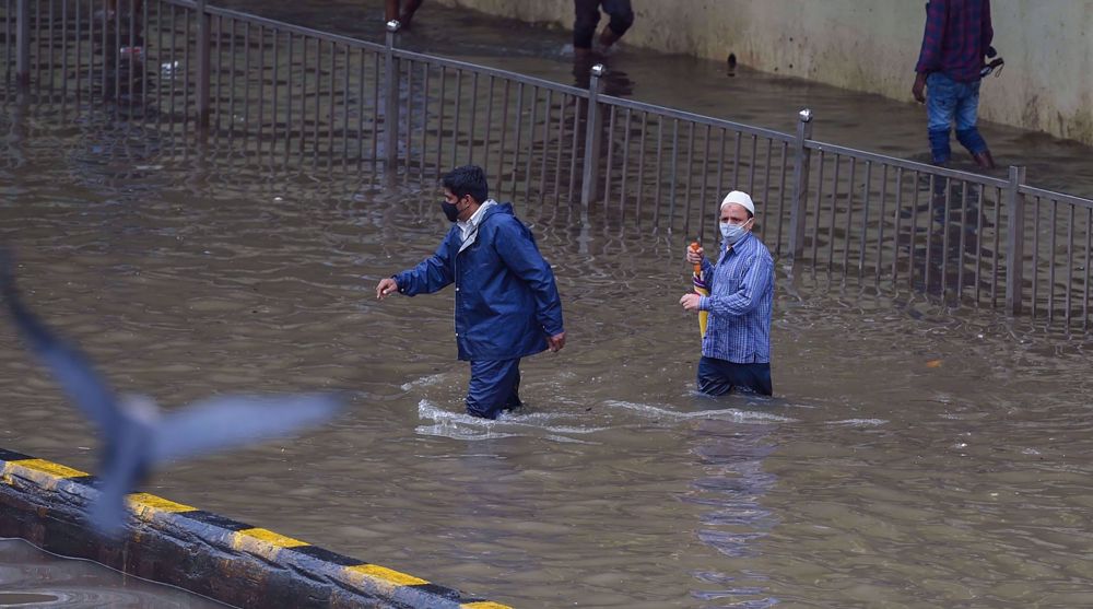 Roads flooded in Mumbai after heavy monsoon downpour 