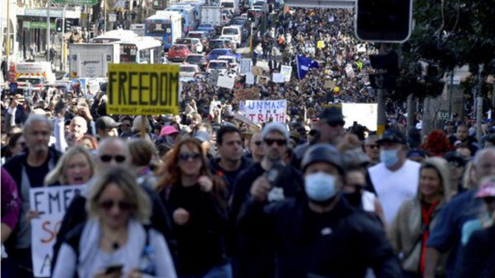 Thousands protest against Sydney lockdown restrictions