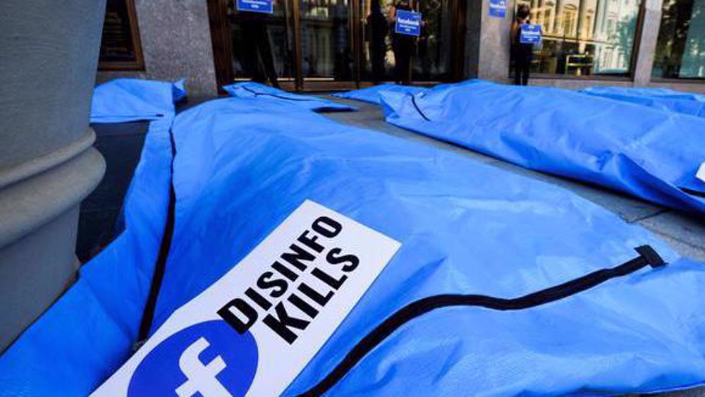 US activists place body bags in front of Facebook office protesting vaccine misinformation