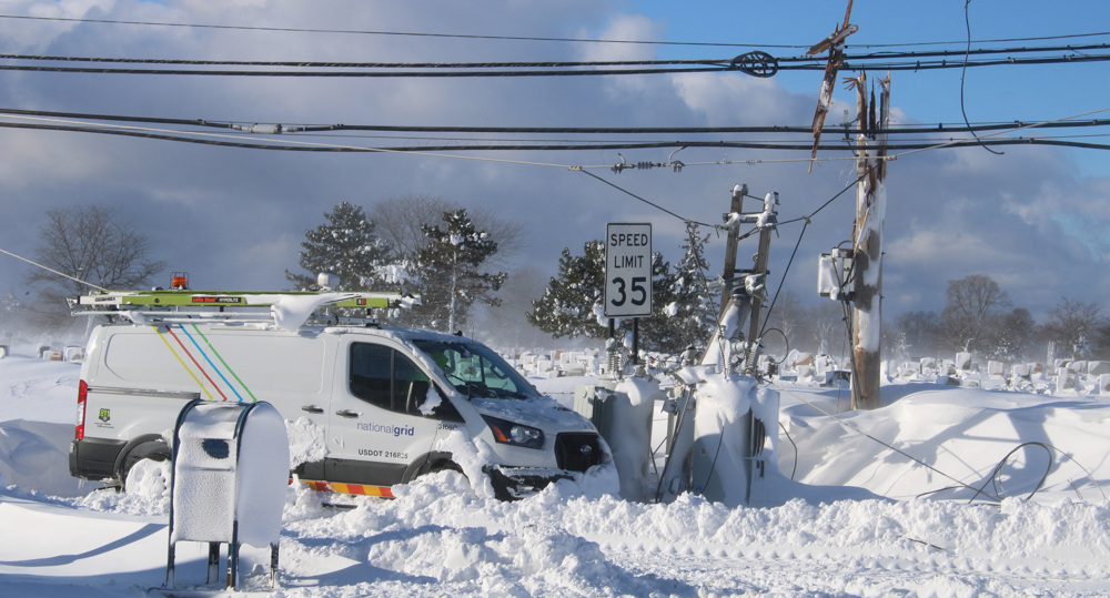 Drone footage shows snow-blanketed neighbourhood of blizzard-hit US city