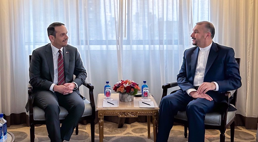 Iran, Qatar FMs discuss JCPOA revival, ties in NYC