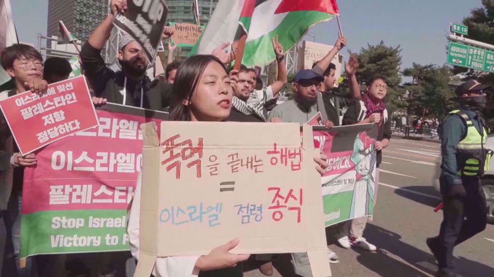 Manifestation à Séoul pour soutenir les Palestiniens