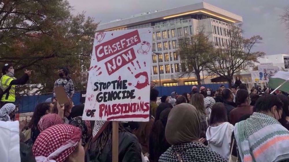 Manif pro-palestinienne devant le Département d’Etat US