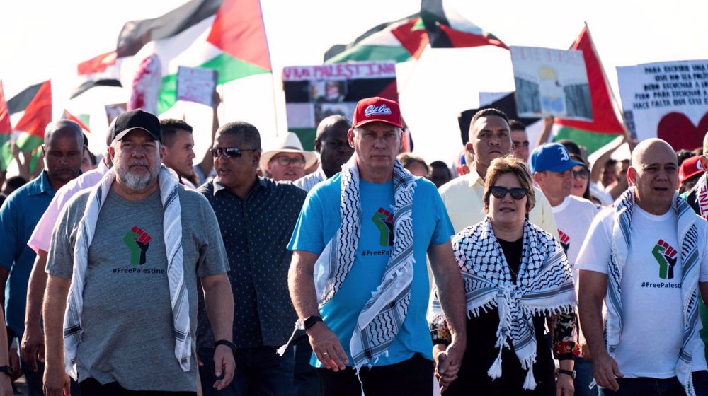 Cuban president leads anti-Israel demo in front of US embassy