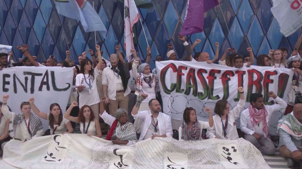 Activists rally in support of Palestinians at COP28 summit