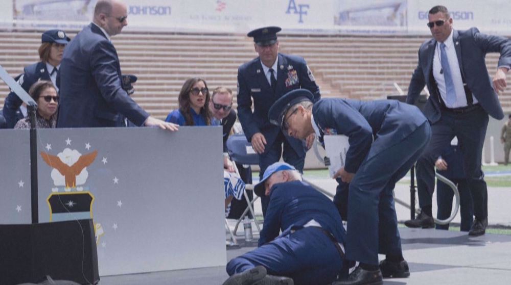 Biden takes fall on stage at graduation ceremony