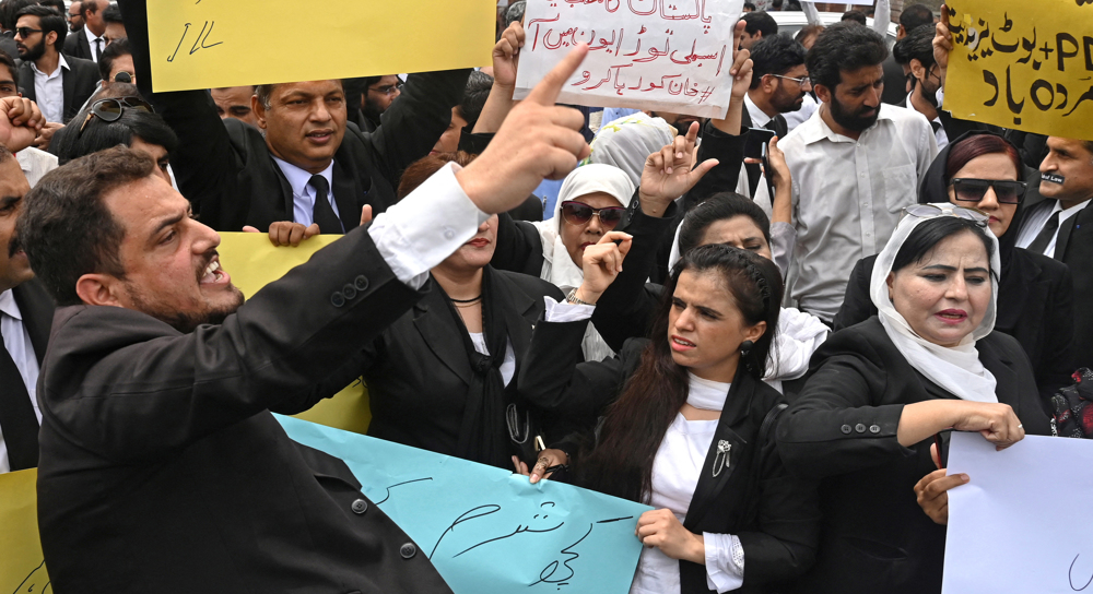 Imran Khan supporters protest outside Lahore high court