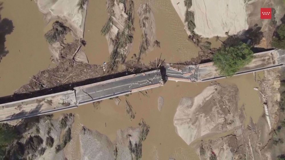 Drone footage shows extent of damage after torrential rain in Spain