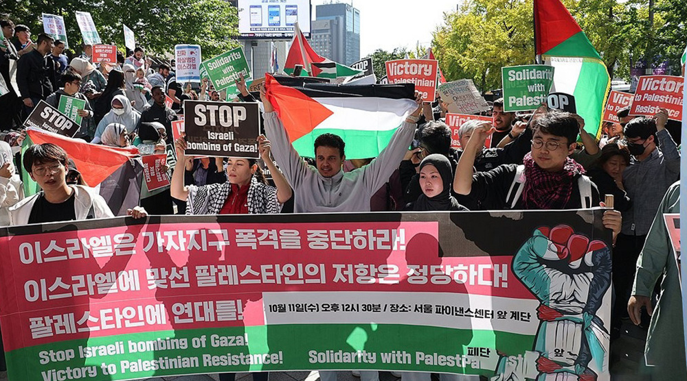 Pro-Palestine protesters in Seoul demand end to Israeli genocide