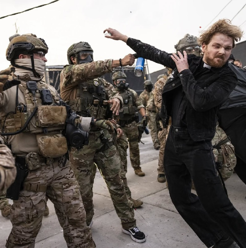 US immigration raids and protests: ICE agent pepper sprays pastor in face during protests