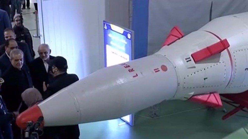 Pezeshkian highlights deterrence as Iran unveils three satellites, ballistic missile