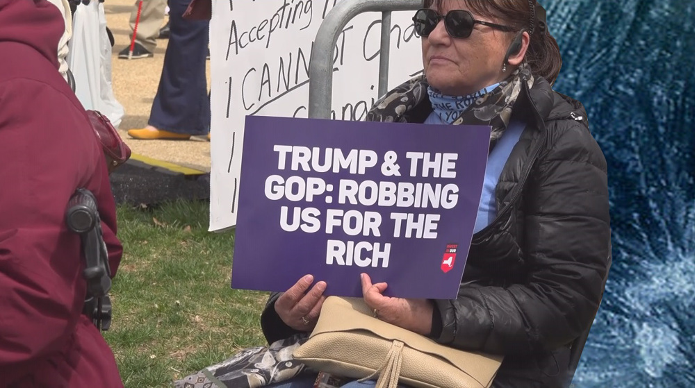 Protests erupt in front of US congress to slam Trump economic policies
