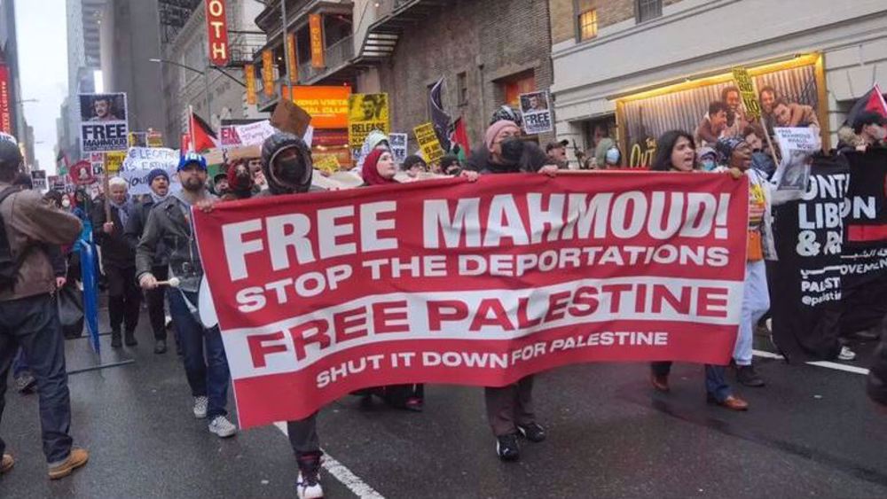 Protesters gather in Times Square demanding release of Mahmoud Khalil