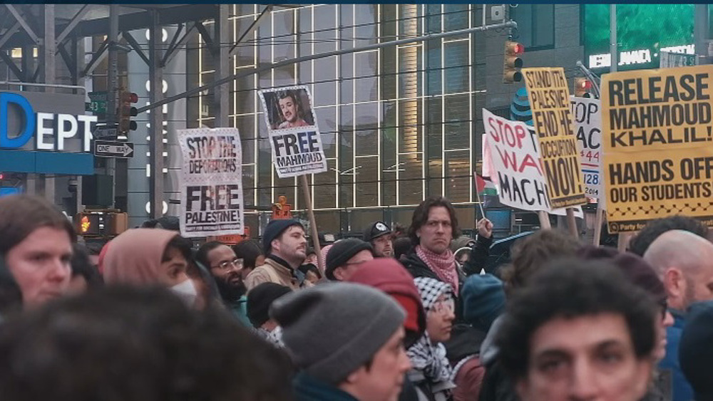 Protest against Mahmoud Khalil's deportation in New York