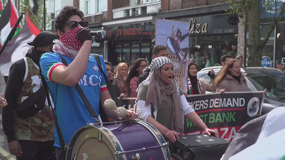 Demonstrators in Britain’s Essex rally against Israel’s genocidal war on Gaza