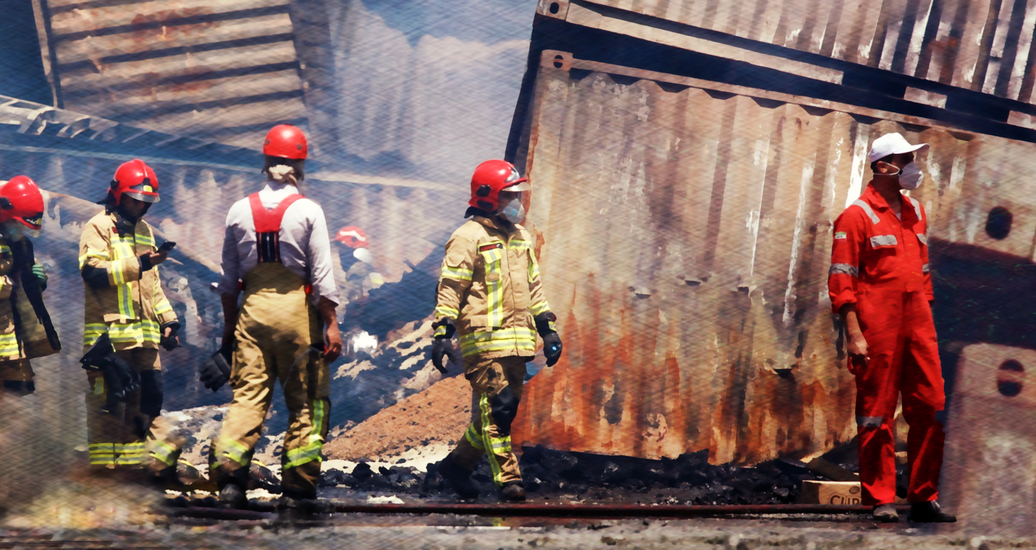 Cleanup begins after fire fully extinguished at Shahid Rajaee Port
