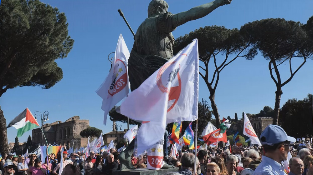 Tens of thousands stage protest against EU's rearmament plan in Rome