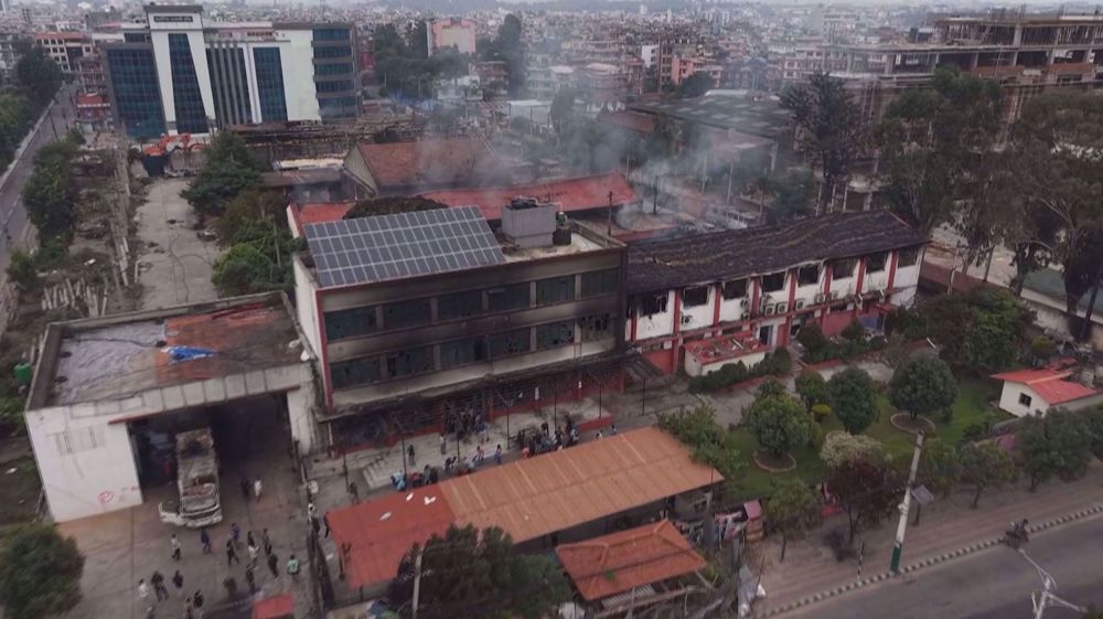 Aerial footage: Aftermath of deadly violence in Nepal