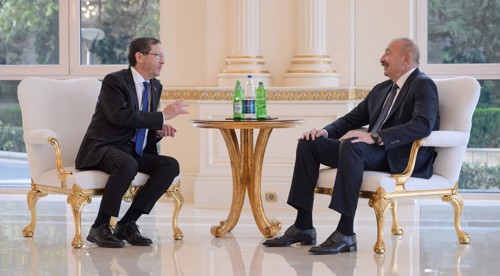 Israeli president meets Azerbaijan’s Aliyev to deepen ‘strategic ties’ 
