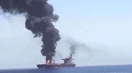 Iranian Army says violating oil tanker catches fire near Strait of Hormuz