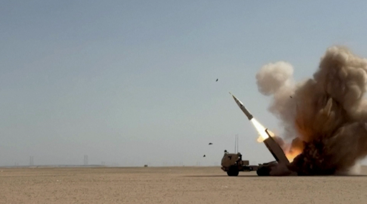 This screengrab from propaganda video released by the U.S. military shows HIMARS rocket systems in a
