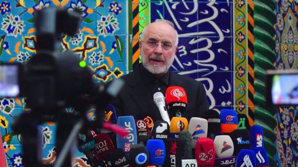 Iran’s parliament speaker visits Iraq, takes part in ceremony for martyred leader