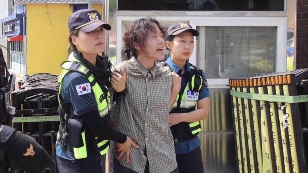 South Korean police detain students after protest at US air base