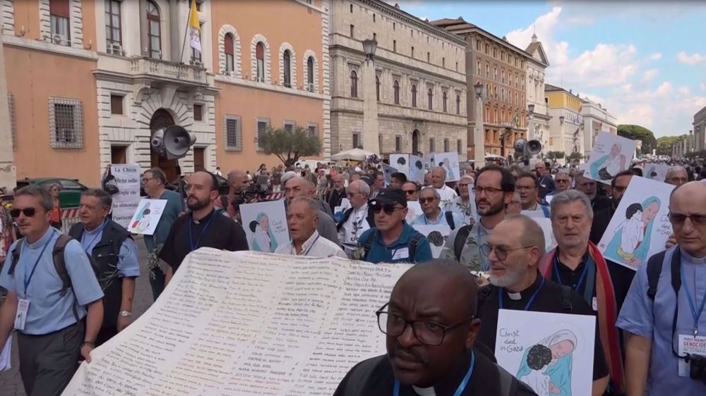 Priests rally in Rome to honor Palestinian, Lebanese children murdered by Israel