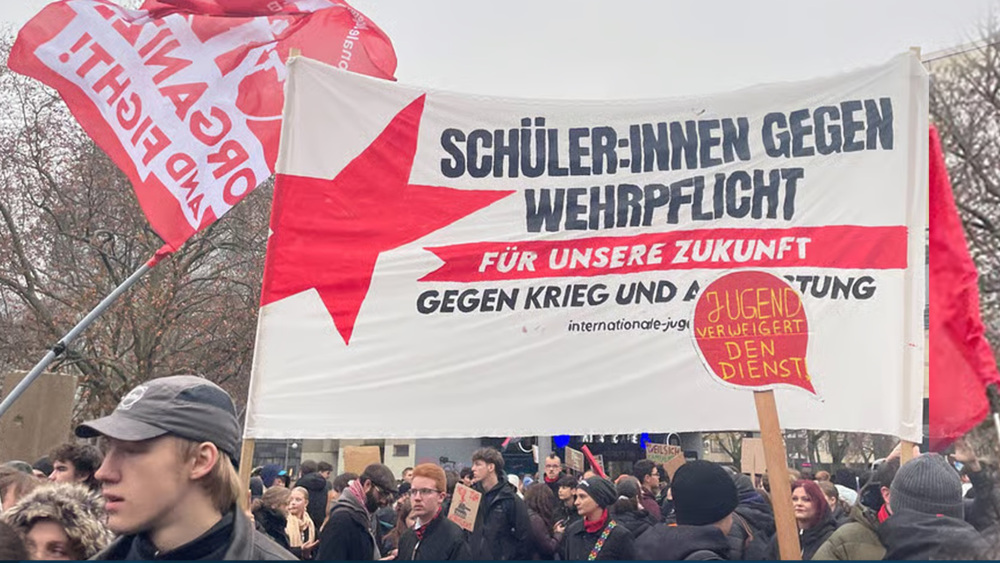 German teens skip schools nationwide in protest at compulsory military service