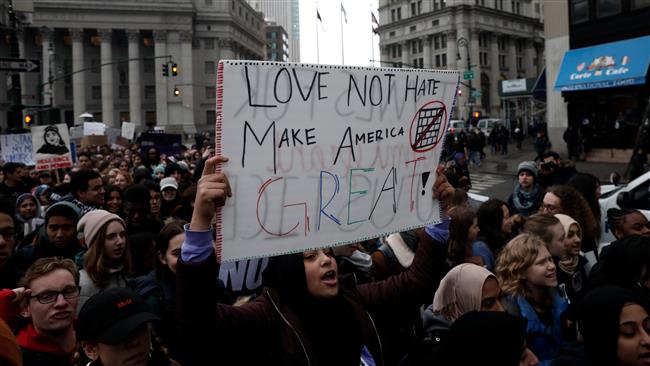 Students walk out of class to protest Trump