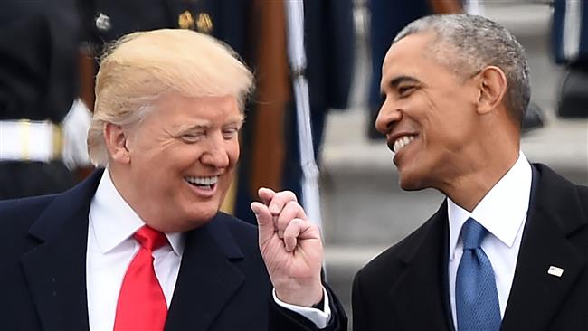 Trump blames Obama for protests, leaks