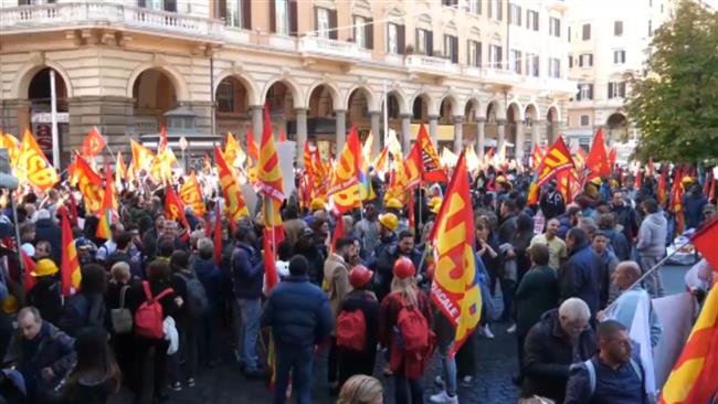 Hundreds rally against EU, NATO in Italy