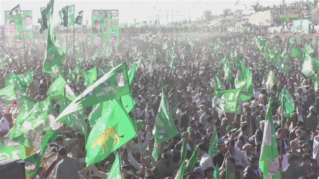 Ousted Pakistani PM holds rally in Peshawar