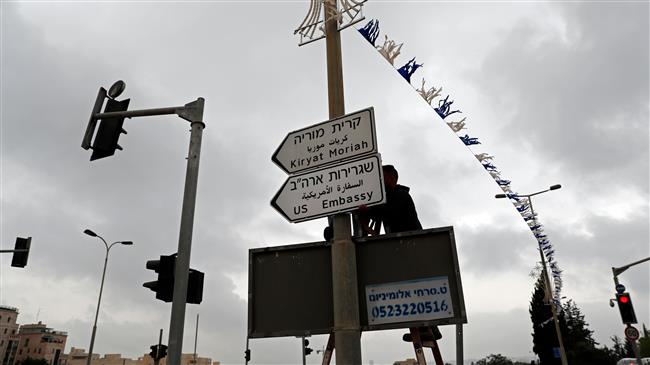 US embassy road signs popping up in al-Quds