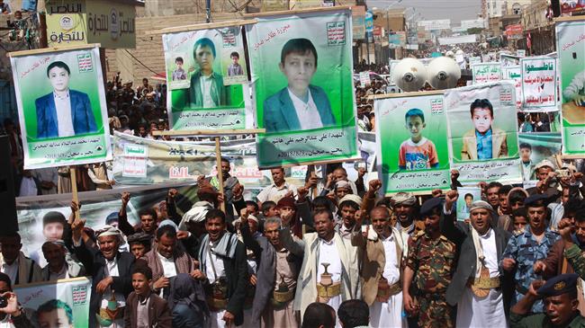 Thousands in Yemen condemn Saudi killing of children
