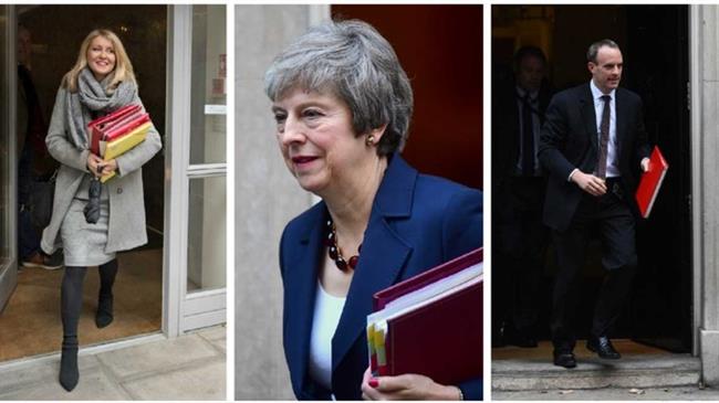 Chaos in May’s cabinet as Brexit, Work ministers resign