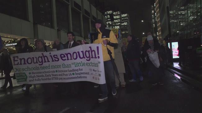 British teachers protest the lack of funding for British schools