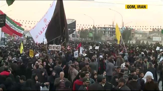 Millions of Iranians mourn Gen. Soleimani, PMU deputy in Qom