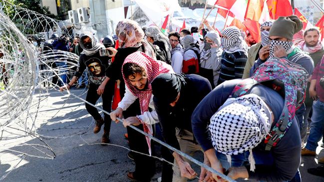Lebanese slam Trump plan in protest near US embassy