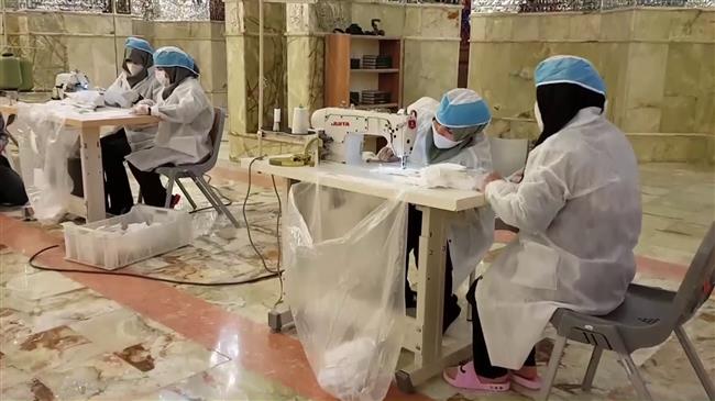 Historic Shah Cheragh shrine turned into workshop for COVID-19 masks