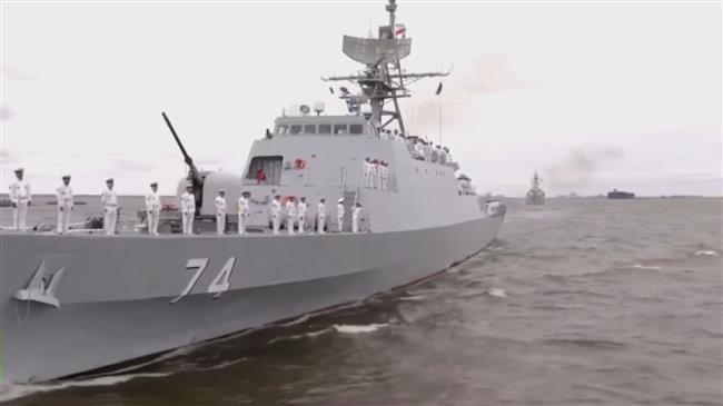 Iran's Sahand frigate, Makran floating base return to Persian Gulf
